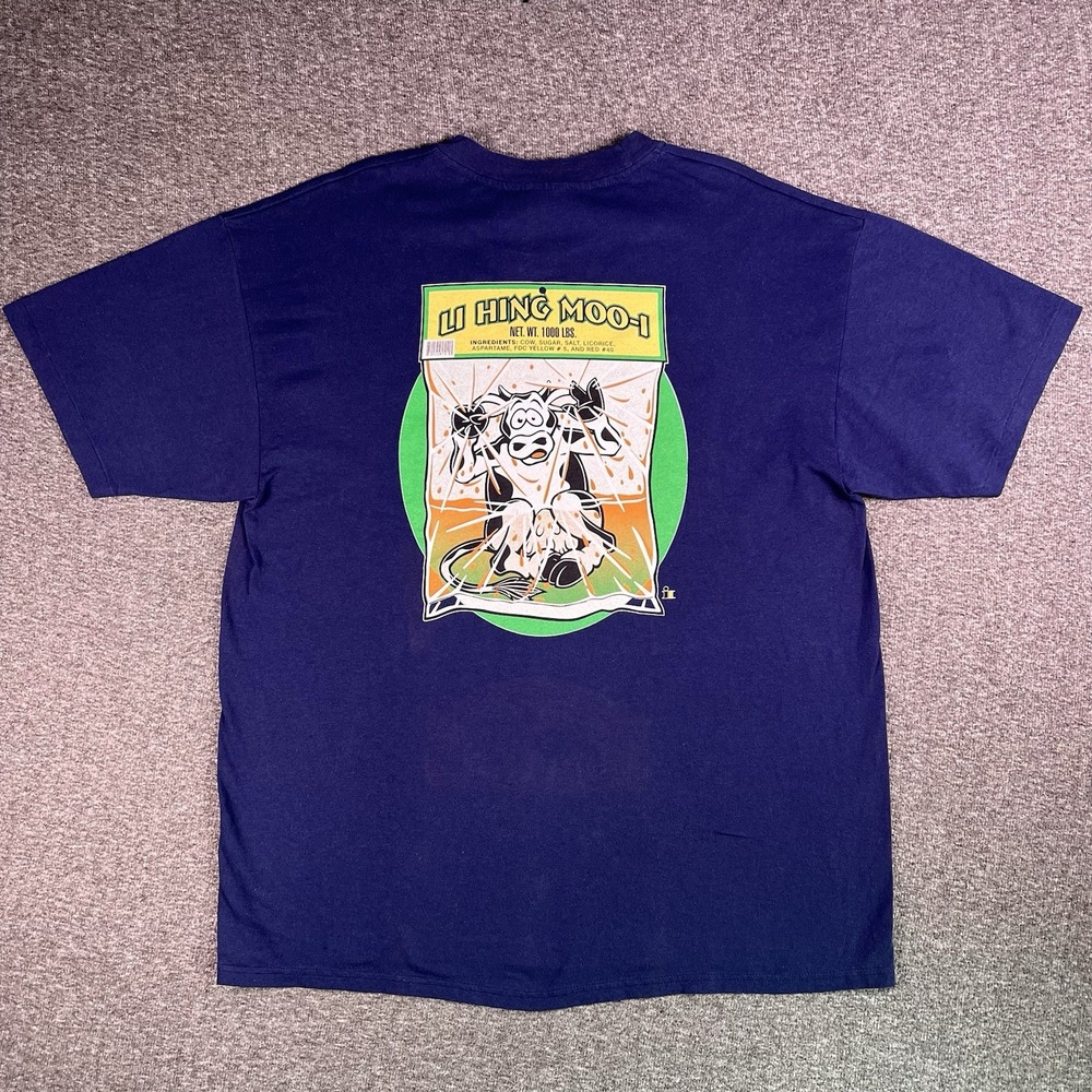 VTG 90s Li Hing Moo-i Shirt Mens XL Navy Graphic Tee Hawaii Local Kau-Kau Hanes